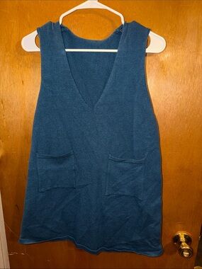 Source Unknown Teal Sleeveless V-Neck Knit Pinafore